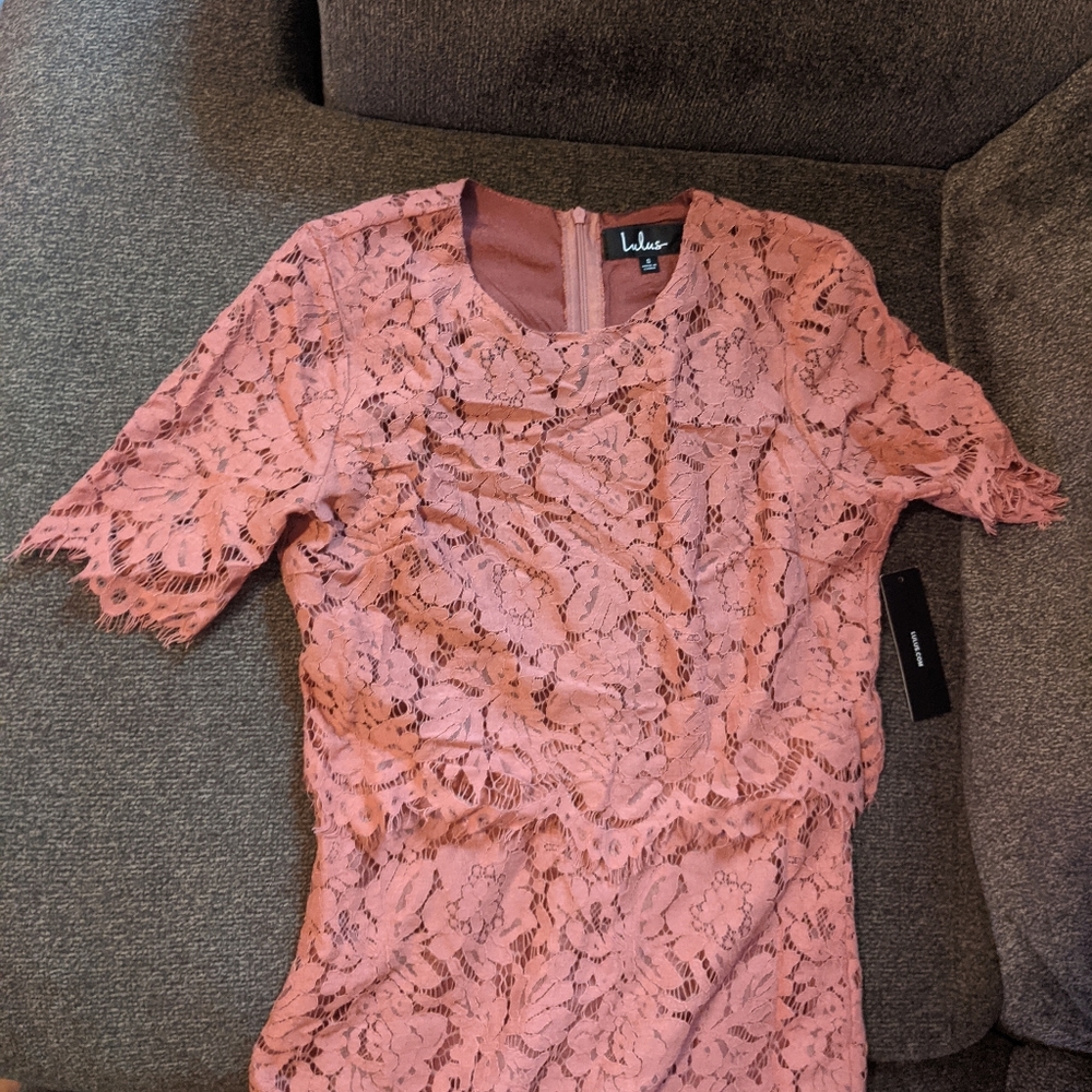 Dusty Rose Lace Midi dress